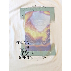 Spykar Shirt Mens Medium Young Restless Graphic Tee Modern Casual Streetwear